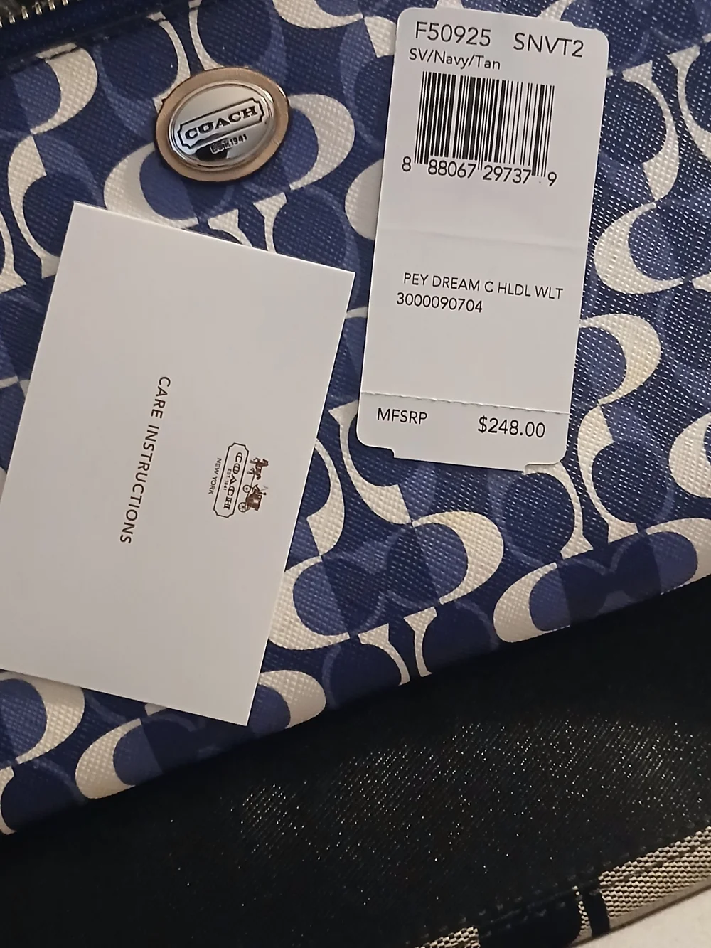Coach Navy and White Signature C Crossbody Pouch